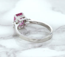 Load image into Gallery viewer, 1.21ct Emerald Pink Sapphire Ring with Diamond Accents in 18K White Gold