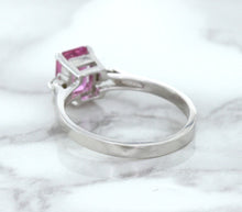 Load image into Gallery viewer, 1.21ct Emerald Pink Sapphire Ring with Diamond Accents in 18K White Gold