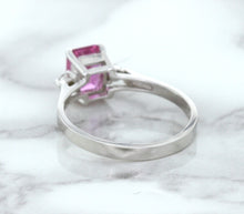 Load image into Gallery viewer, 1.21ct Emerald Pink Sapphire Ring with Diamond Accents in 18K White Gold