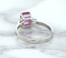 Load image into Gallery viewer, 1.21ct Emerald Pink Sapphire Ring with Diamond Accents in 18K White Gold