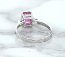 Load image into Gallery viewer, 1.21ct Emerald Pink Sapphire Ring with Diamond Accents in 18K White Gold