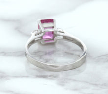 Load image into Gallery viewer, 1.21ct Emerald Pink Sapphire Ring with Diamond Accents in 18K White Gold