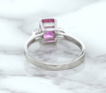 Load image into Gallery viewer, 1.21ct Emerald Pink Sapphire Ring with Diamond Accents in 18K White Gold
