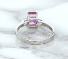 Load image into Gallery viewer, 1.21ct Emerald Pink Sapphire Ring with Diamond Accents in 18K White Gold