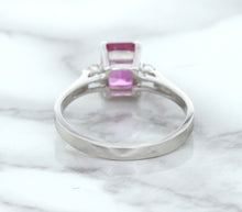 Load image into Gallery viewer, 1.21ct Emerald Pink Sapphire Ring with Diamond Accents in 18K White Gold