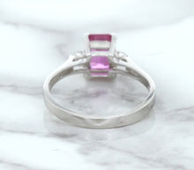 Load image into Gallery viewer, 1.21ct Emerald Pink Sapphire Ring with Diamond Accents in 18K White Gold