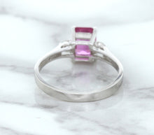 Load image into Gallery viewer, 1.21ct Emerald Pink Sapphire Ring with Diamond Accents in 18K White Gold