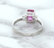Load image into Gallery viewer, 1.21ct Emerald Pink Sapphire Ring with Diamond Accents in 18K White Gold