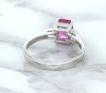 Load image into Gallery viewer, 1.21ct Emerald Pink Sapphire Ring with Diamond Accents in 18K White Gold