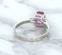 Load image into Gallery viewer, 1.21ct Emerald Pink Sapphire Ring with Diamond Accents in 18K White Gold