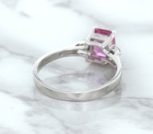 Load image into Gallery viewer, 1.21ct Emerald Pink Sapphire Ring with Diamond Accents in 18K White Gold