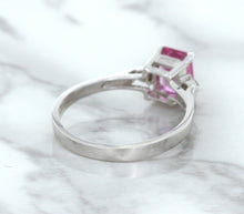 Load image into Gallery viewer, 1.21ct Emerald Pink Sapphire Ring with Diamond Accents in 18K White Gold
