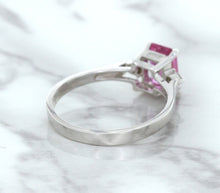 Load image into Gallery viewer, 1.21ct Emerald Pink Sapphire Ring with Diamond Accents in 18K White Gold