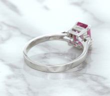 Load image into Gallery viewer, 1.21ct Emerald Pink Sapphire Ring with Diamond Accents in 18K White Gold