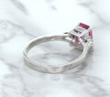 Load image into Gallery viewer, 1.21ct Emerald Pink Sapphire Ring with Diamond Accents in 18K White Gold
