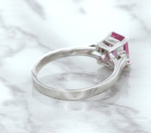 Load image into Gallery viewer, 1.21ct Emerald Pink Sapphire Ring with Diamond Accents in 18K White Gold