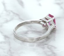 Load image into Gallery viewer, 1.21ct Emerald Pink Sapphire Ring with Diamond Accents in 18K White Gold