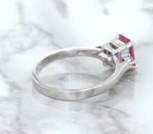 Load image into Gallery viewer, 1.21ct Emerald Pink Sapphire Ring with Diamond Accents in 18K White Gold