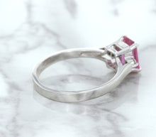 Load image into Gallery viewer, 1.21ct Emerald Pink Sapphire Ring with Diamond Accents in 18K White Gold