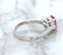 Load image into Gallery viewer, 1.21ct Emerald Pink Sapphire Ring with Diamond Accents in 18K White Gold