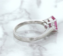 Load image into Gallery viewer, 1.21ct Emerald Pink Sapphire Ring with Diamond Accents in 18K White Gold