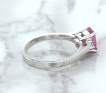 Load image into Gallery viewer, 1.21ct Emerald Pink Sapphire Ring with Diamond Accents in 18K White Gold