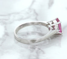 Load image into Gallery viewer, 1.21ct Emerald Pink Sapphire Ring with Diamond Accents in 18K White Gold