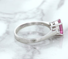 Load image into Gallery viewer, 1.21ct Emerald Pink Sapphire Ring with Diamond Accents in 18K White Gold