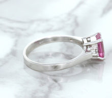 Load image into Gallery viewer, 1.21ct Emerald Pink Sapphire Ring with Diamond Accents in 18K White Gold