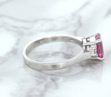 Load image into Gallery viewer, 1.21ct Emerald Pink Sapphire Ring with Diamond Accents in 18K White Gold