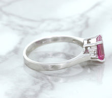 Load image into Gallery viewer, 1.21ct Emerald Pink Sapphire Ring with Diamond Accents in 18K White Gold