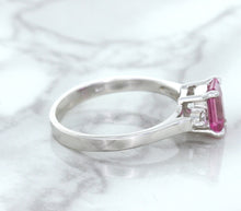 Load image into Gallery viewer, 1.21ct Emerald Pink Sapphire Ring with Diamond Accents in 18K White Gold