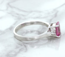 Load image into Gallery viewer, 1.21ct Emerald Pink Sapphire Ring with Diamond Accents in 18K White Gold