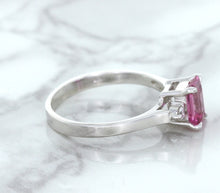 Load image into Gallery viewer, 1.21ct Emerald Pink Sapphire Ring with Diamond Accents in 18K White Gold