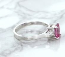 Load image into Gallery viewer, 1.21ct Emerald Pink Sapphire Ring with Diamond Accents in 18K White Gold
