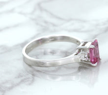 Load image into Gallery viewer, 1.21ct Emerald Pink Sapphire Ring with Diamond Accents in 18K White Gold