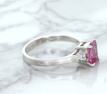 Load image into Gallery viewer, 1.21ct Emerald Pink Sapphire Ring with Diamond Accents in 18K White Gold