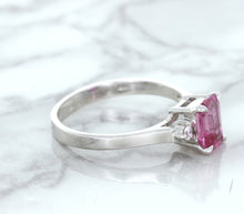 Load image into Gallery viewer, 1.21ct Emerald Pink Sapphire Ring with Diamond Accents in 18K White Gold