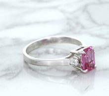 Load image into Gallery viewer, 1.21ct Emerald Pink Sapphire Ring with Diamond Accents in 18K White Gold