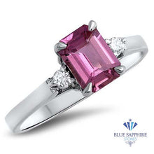 Load image into Gallery viewer, 1.21ct Emerald Pink Sapphire Ring with Diamond Accents in 18K White Gold