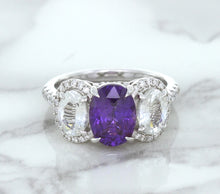 Load image into Gallery viewer, Multicolor Sapphire Ring with Diamond Halo in 18K White Gold