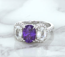 Load image into Gallery viewer, Multicolor Sapphire Ring with Diamond Halo in 18K White Gold