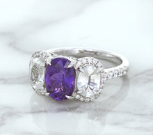 Load image into Gallery viewer, Multicolor Sapphire Ring with Diamond Halo in 18K White Gold