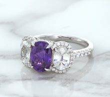 Load image into Gallery viewer, Multicolor Sapphire Ring with Diamond Halo in 18K White Gold