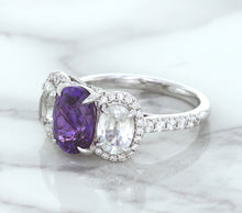 Load image into Gallery viewer, Multicolor Sapphire Ring with Diamond Halo in 18K White Gold