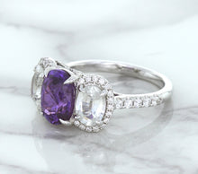 Load image into Gallery viewer, Multicolor Sapphire Ring with Diamond Halo in 18K White Gold
