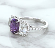 Load image into Gallery viewer, Multicolor Sapphire Ring with Diamond Halo in 18K White Gold