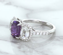 Load image into Gallery viewer, Multicolor Sapphire Ring with Diamond Halo in 18K White Gold