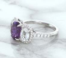 Load image into Gallery viewer, Multicolor Sapphire Ring with Diamond Halo in 18K White Gold