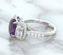 Load image into Gallery viewer, Multicolor Sapphire Ring with Diamond Halo in 18K White Gold
